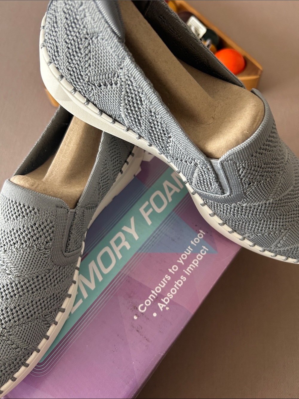 Breathable Knit Slip-On Shoe in Light Gray